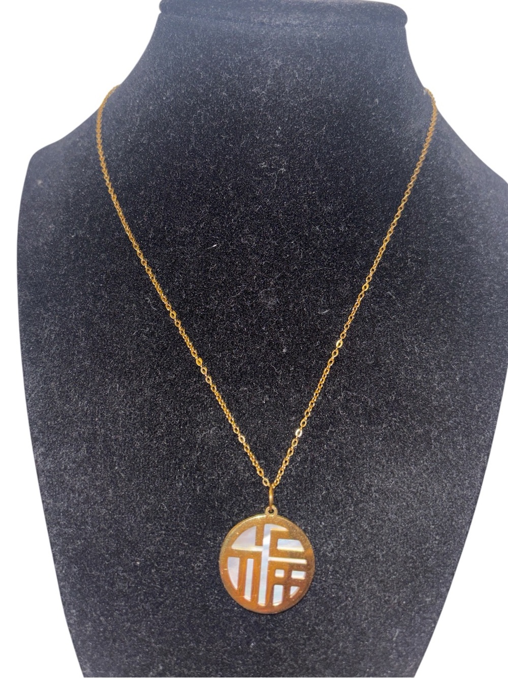 Gold Circular Symbol Pendant Necklace for Women